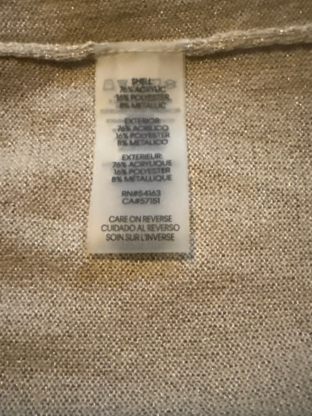 Calvin Klein Open Cardigan/Shrug Long Sleeve Gold Metallic Women’s Sz XL - Picture 5 of 7